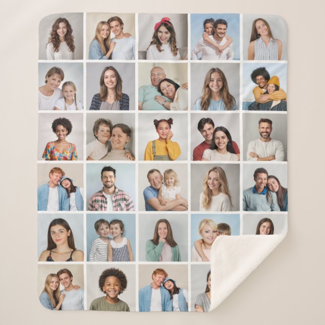 Create Your Own 30 Photo Collage Sherpa Blanket (Front)
