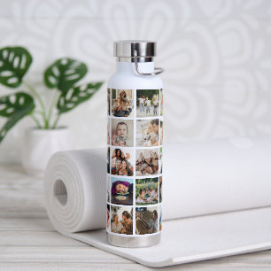Create Your Own 30 x Photo Collage Square Grid Water Bottle