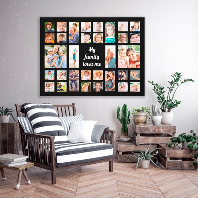 Create Your Own 32 Family Loves Me Photo Collage Canvas Print (Creator Uploaded)