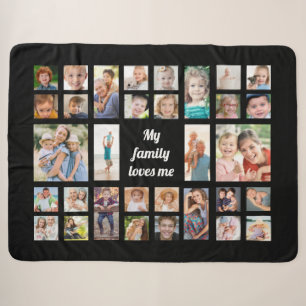 Create Your Own 32 Family Photo Collage Sherpa Blanket