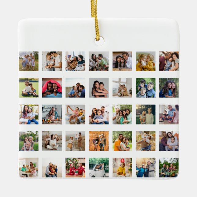 Create Your Own 35 Photo Collage Ceramic Ornament (Front)