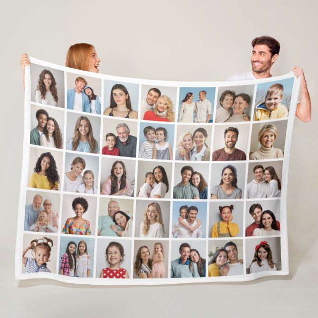 Create Your Own 35 Photo Collage Fleece Blanket (In Situ)