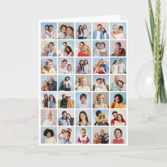 Create Your Own 35 Photo Collage Folded Note Card (Front)