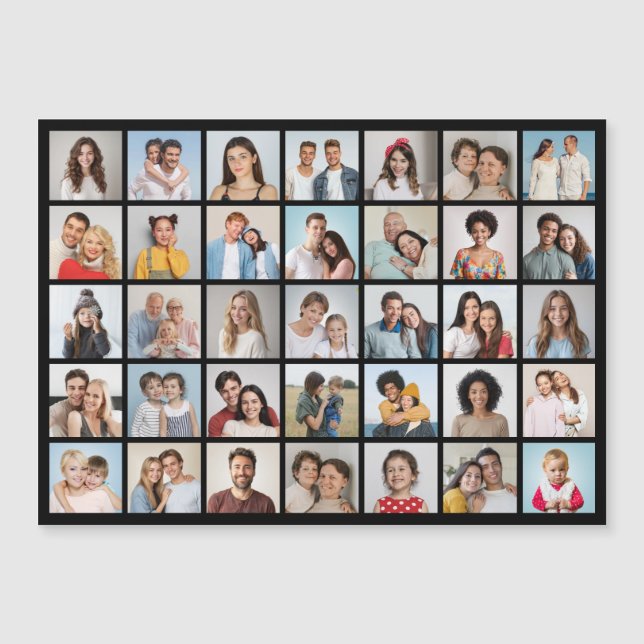 Create Your Own 35 Photo Collage Magnetic Card (Front)