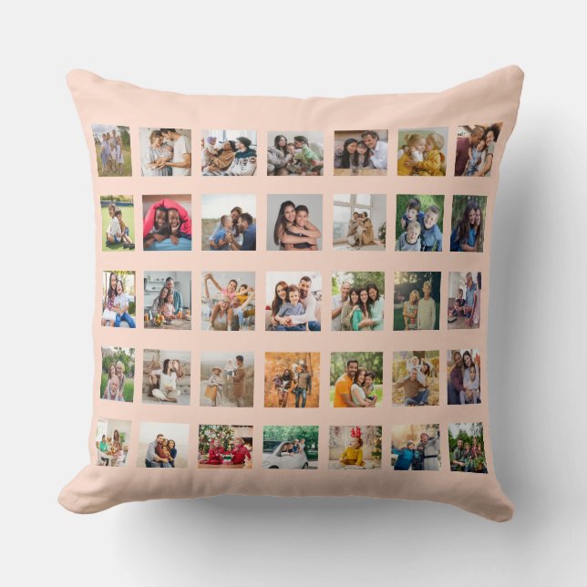 Create Your Own 35 Photo Collage Throw Pillow (Front)