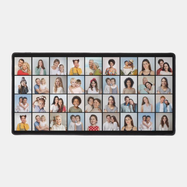 Create Your Own 36 Photo Collage Editable Colour Desk Mat (Front)