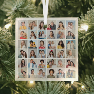 Create Your Own 36 Photo Collage Glass Ornament