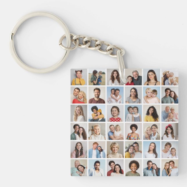 Create Your Own 36 Photo Collage Keychain (Front)