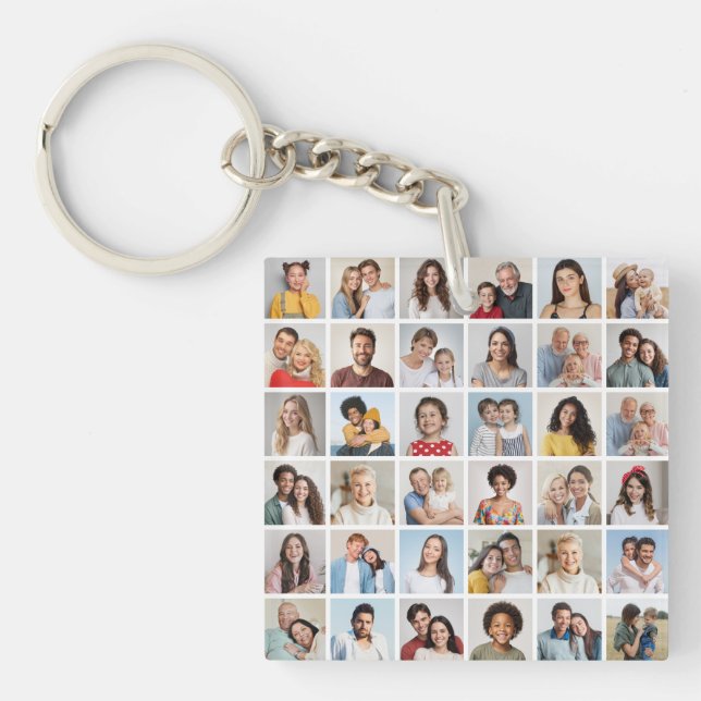 Create Your Own 36 Photo Collage Keychain (Front)