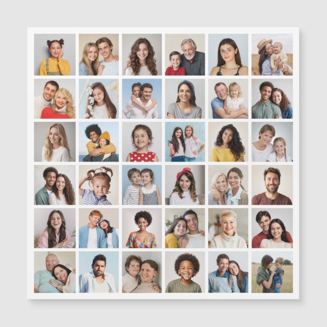 Create Your Own 36 Photo Collage Magnetic Card (Front)