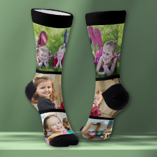 Create Your Own 3 Family Kids Photo Collage  Black Socks