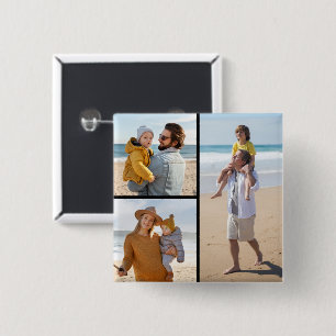 Create Your Own 3 Photo Collage 2 Inch Square Button