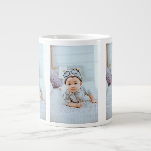 Create Your Own 3 Photo Collage Custom Large Coffee Mug (Front)