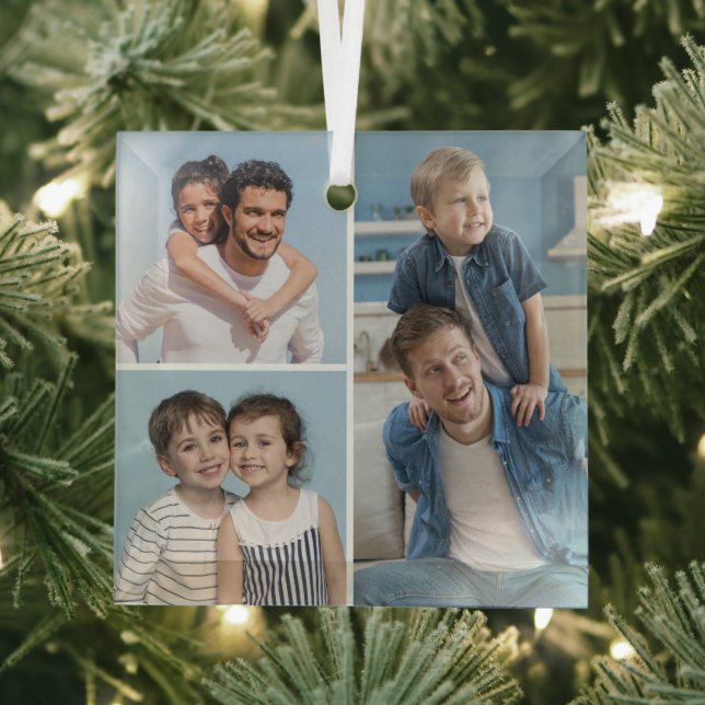 Create Your Own 3 Photo Collage Glass Ornament (Insitu)