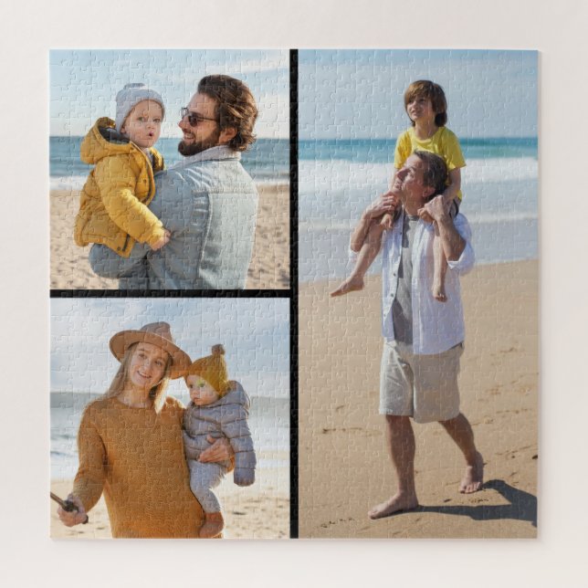 Create Your Own 3 Photo Collage Greeting Jigsaw Puzzle (Vertical)
