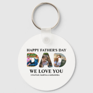 Create your own 3 photo collage Happy Fathers day Keychain
