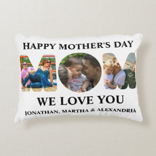 Create your own 3 photo collage Happy Mothers day Accent Pillow