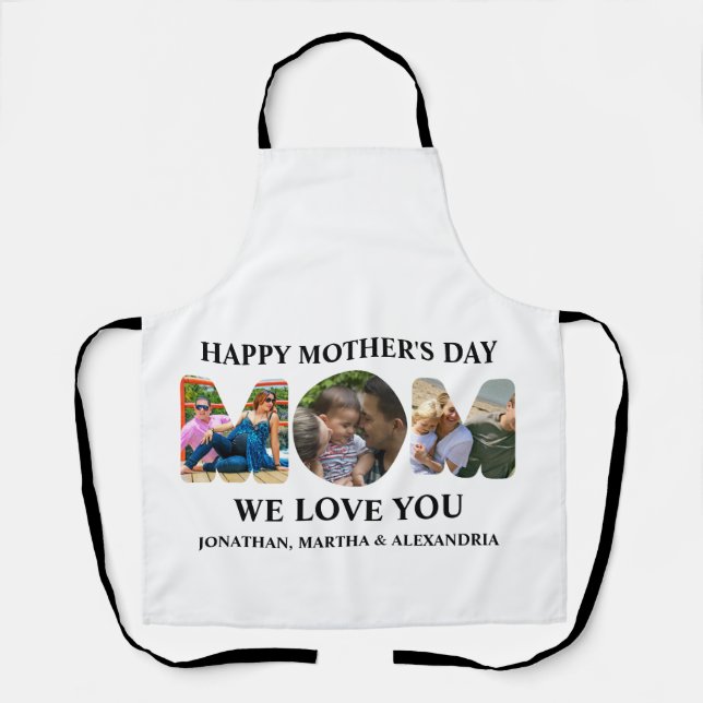 Create your own 3 photo collage Happy Mothers day Apron (Front)
