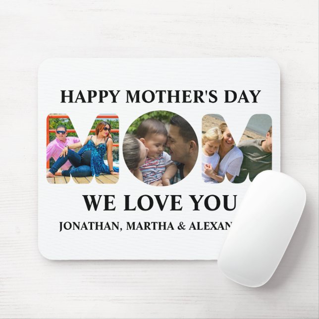 Create your own 3 photo collage Happy Mothers day Mouse Pad (With Mouse)