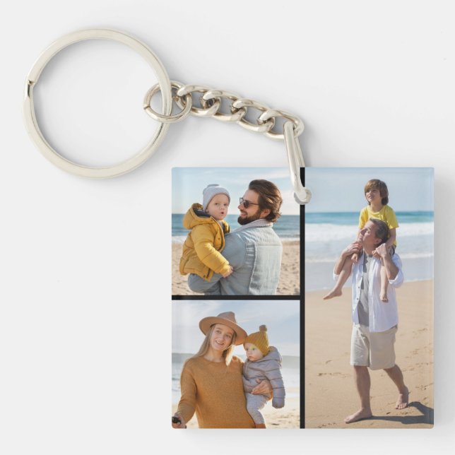 Create Your Own 3 Photo Collage Keychain (Front)