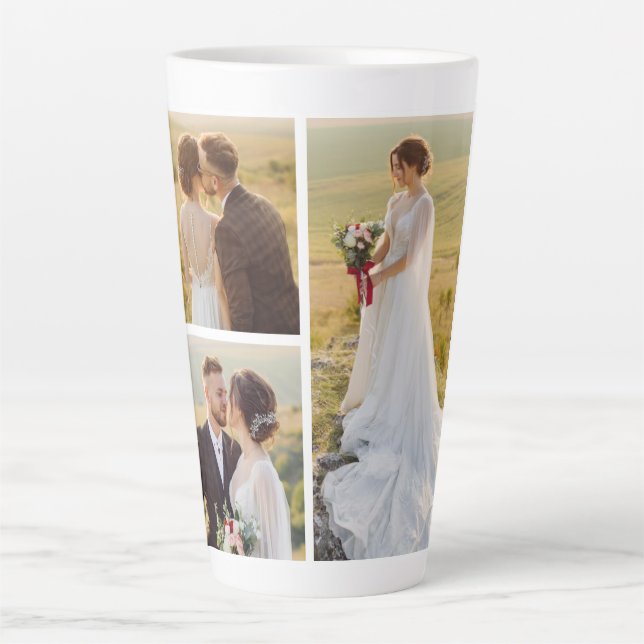 Create Your Own 3 Photo Collage Latte Mug (Front)