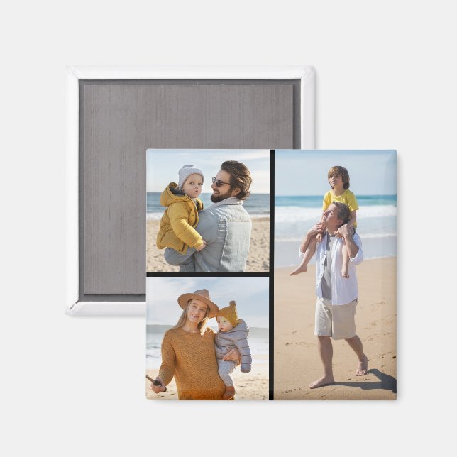 Create Your Own 3 Photo Collage Magnet (Front/Back)