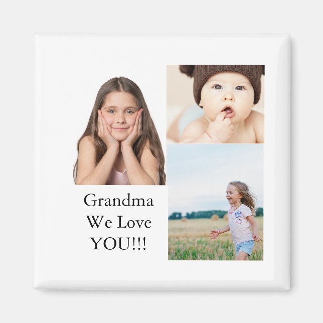 Create Your Own 3 Photo Collage | We Love Grandma  Magnet (Front)