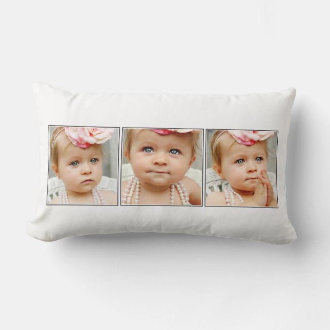 Create Your Own 3 Photo Keepsake Daughters Room Lumbar Pillow (Front)