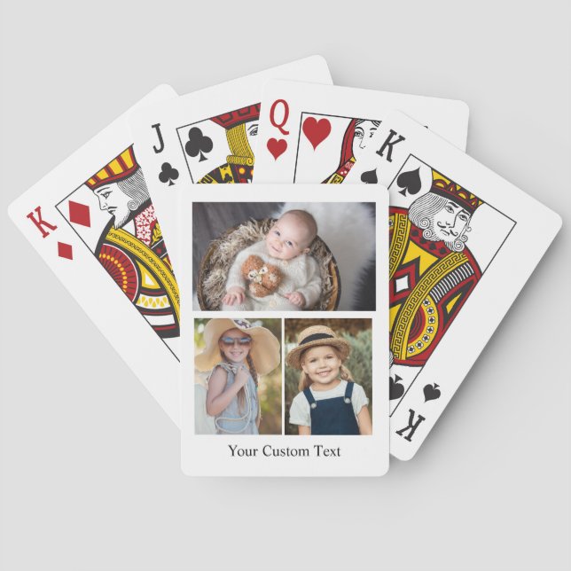 Create Your Own 3 Photo Text  Playing Cards (Back)