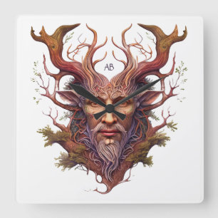 Create Your Own 3D Faux Bois Carved Wood Faun Square Wall Clock