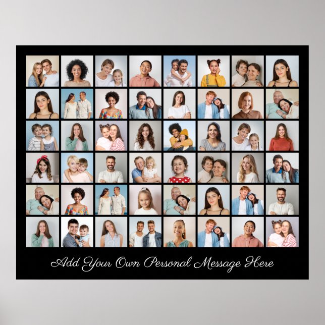 Create Your Own 48 Photo Collage Add Your Greeting Poster (Front)