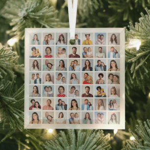 Create Your Own 49 Photo Collage Glass Ornament