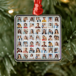 Create Your Own 49 Photo Collage Metal Ornament