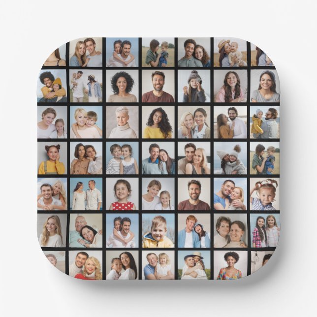 Create Your Own 49 Photo Collage Paper Plate (Front)