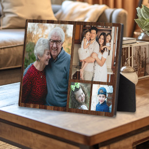Create Your Own 4 Family Photo Collage Rustic Wood Plaque