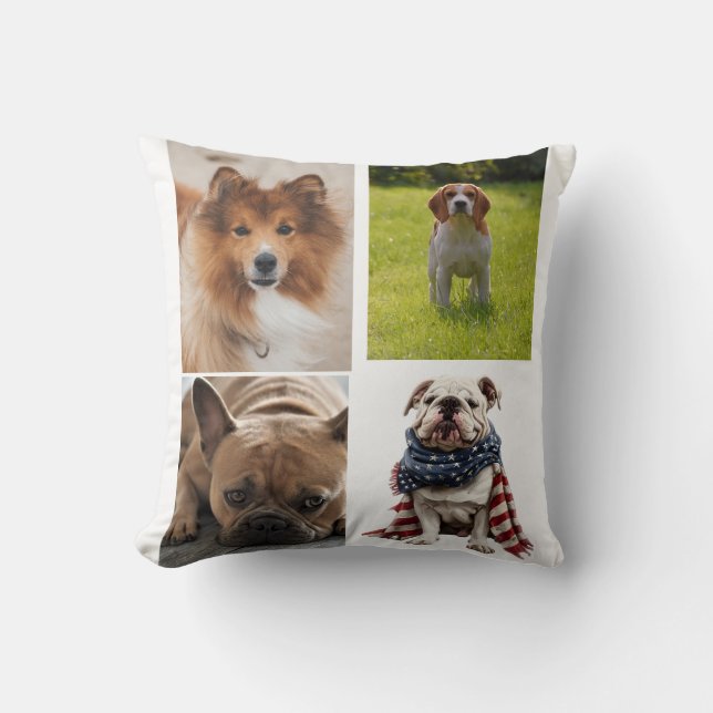Create Your Own 4 Pet Photo Collage Throw Pillow (Front)