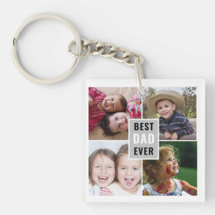 Create Your Own 4 Photo Collage Best Dad Ever Keychain