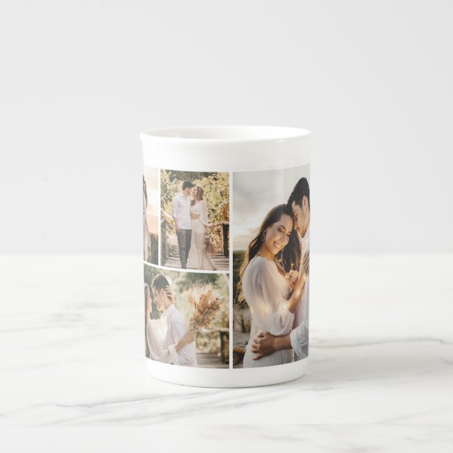 Create Your Own 4 Photo Collage Bone China Mug (Front)