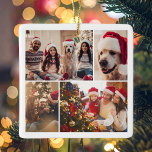 Create Your Own 4 Photo Collage Christmas Ceramic Ornament<br><div class="desc">Create your own custom photo collage Christmas ornament featuring 4 of your favourite picture memories. Reverse side featuring Merry Christmas or custom text in minimalist calligraphy alongside name and year.</div>