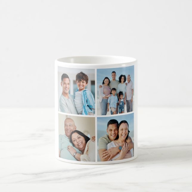 Create Your Own 4 Photo Collage Coffee Mug (Center)