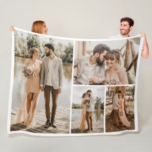 Create Your Own 4 Photo Collage Fleece Blanket