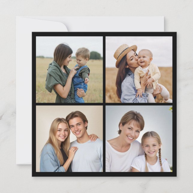 Create Your Own 4 Photo Collage Greeting Card (Front)