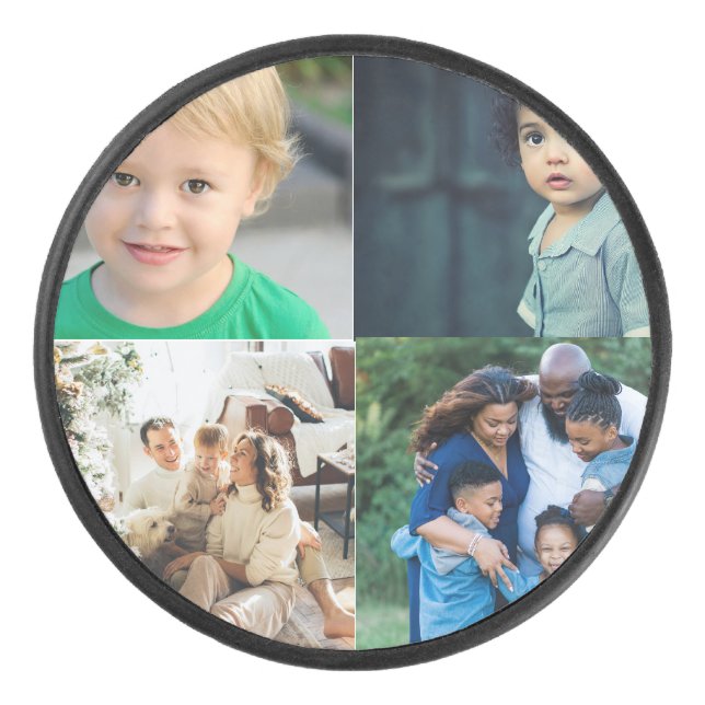 Create Your Own 4 Photo Collage Hockey Puck (Front)