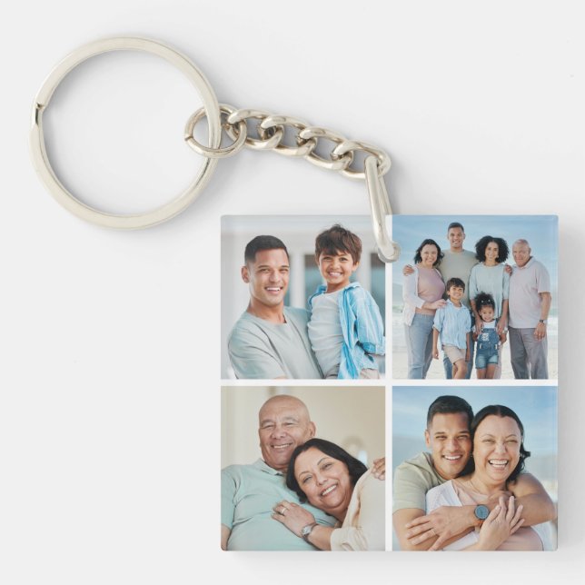 Create Your Own 4 Photo Collage Keychain (Front)