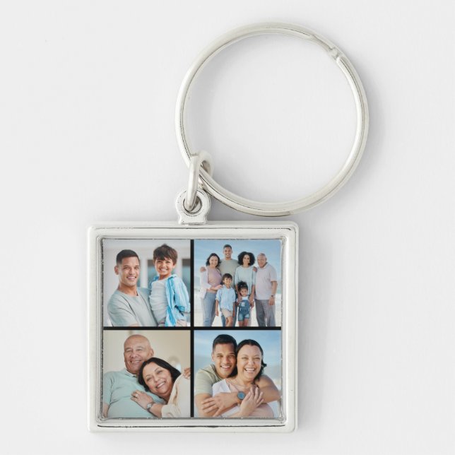 Create Your Own 4 Photo Collage Keychain (Front)