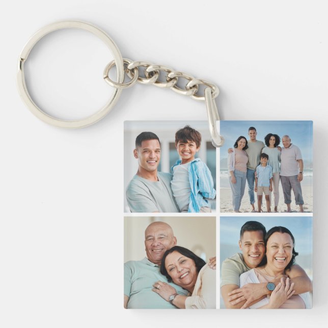 Create Your Own 4 Photo Collage Keychain (Front)