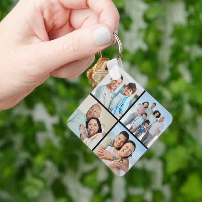 Create Your Own 4 Photo Collage Keychain (Hand)