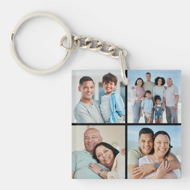 Create Your Own 4 Photo Collage Keychain (Front)