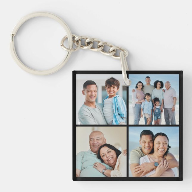Create Your Own 4 Photo Collage  Keychain (Front)