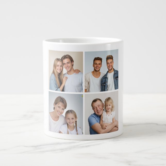 Create Your Own 4 Photo Collage Large Coffee Mug (Front)